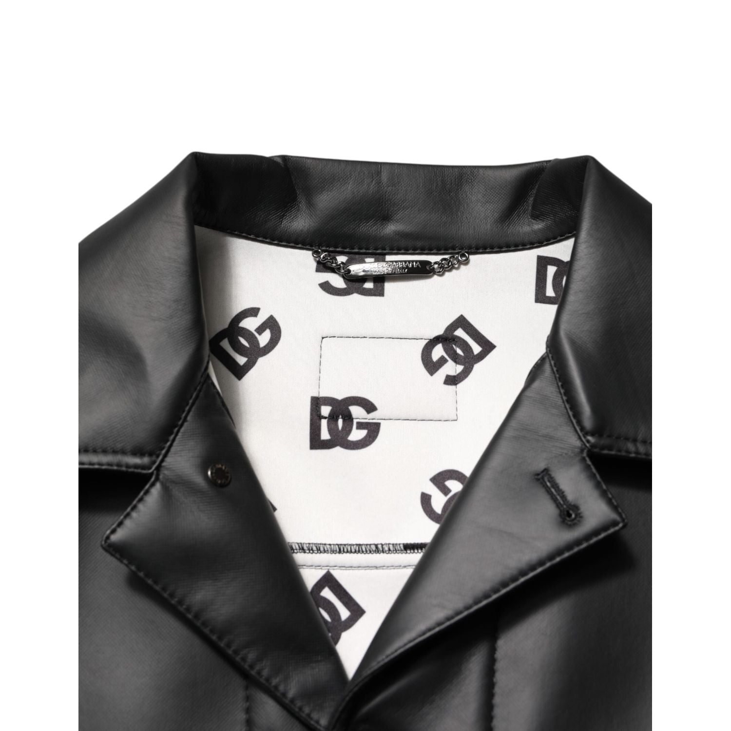 Dolce & Gabbana Black Polyester Button Down Biker Jacket