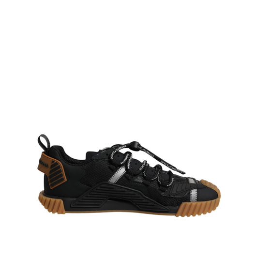 Dolce & Gabbana Black Logo Lace Up Low Top NS1 Sneakers Shoes