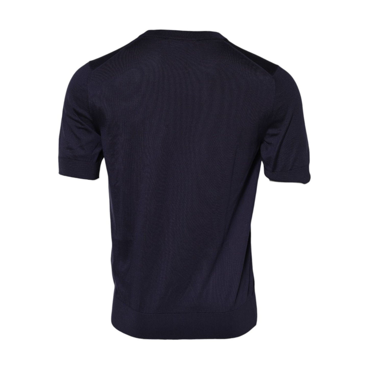 Dolce & Gabbana Dark Blue Silk Crew Neck Short Sleeves T-shirt TSH91069-50