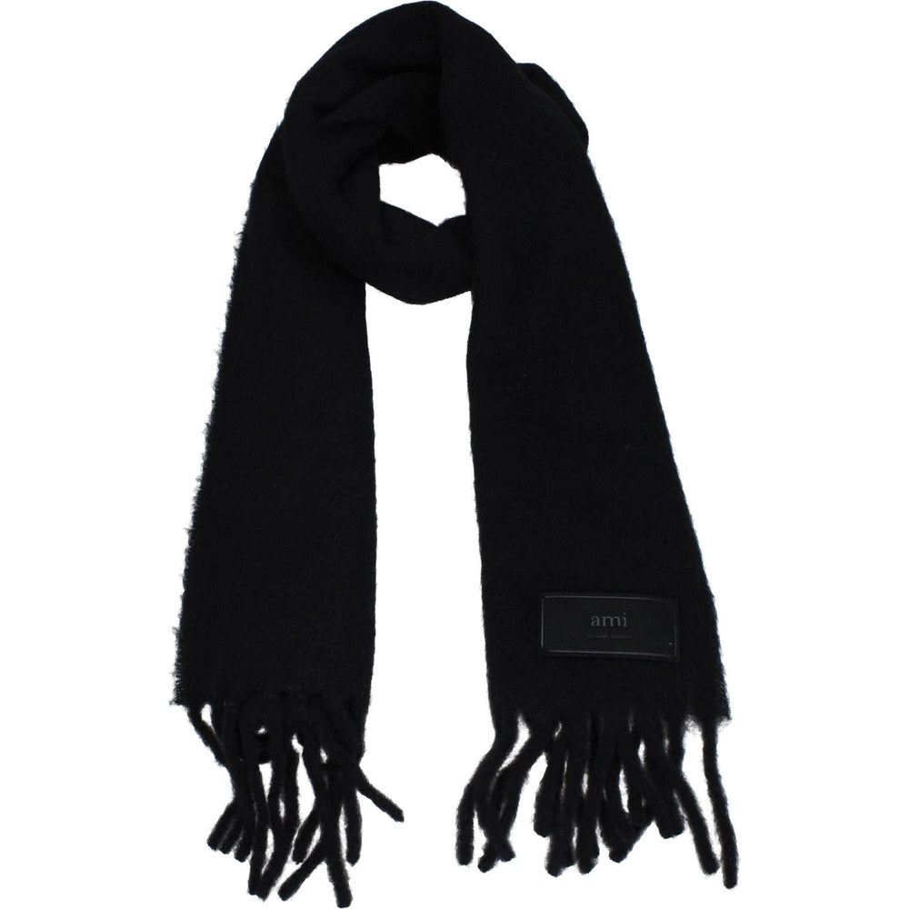 Ami Paris Black Leather Scarves AM8547453894921BT