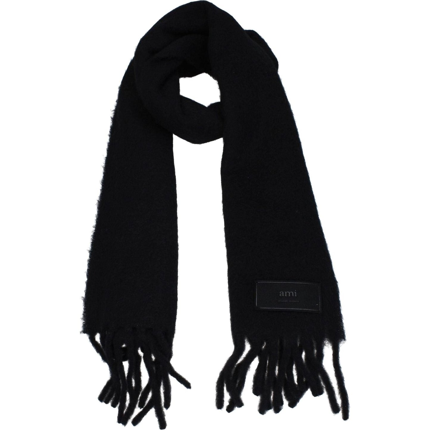 Ami Paris Black Leather Scarves AM8547453894921BT