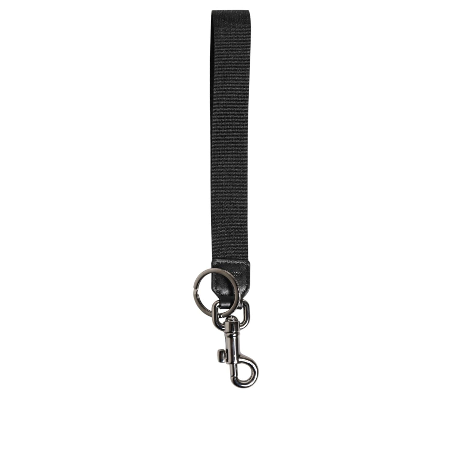 Dolce & Gabbana Black Red DG Logo Polyester Silver Men Keychain Keyring
