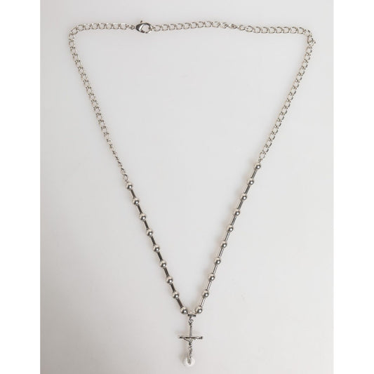 Dolce & Gabbana Silver Tone Brass Chain Religious Cross Pendant Necklace SMY11217