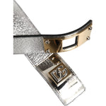 Dolce & Gabbana Silver Textured Leather Gold Tone Metal Neckband SMY11222