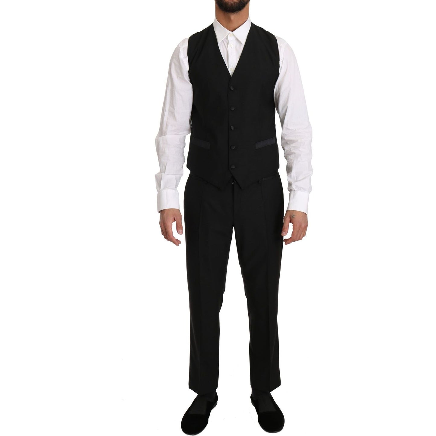 Dolce & Gabbana Black Wool Dress Waistcoat Gillet Vest Dolce & Gabbana