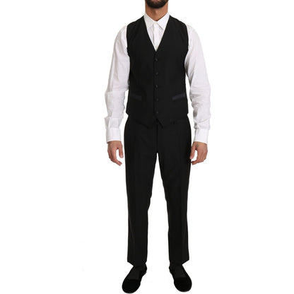 Dolce & Gabbana Black Wool Dress Waistcoat Gillet Vest Dolce & Gabbana
