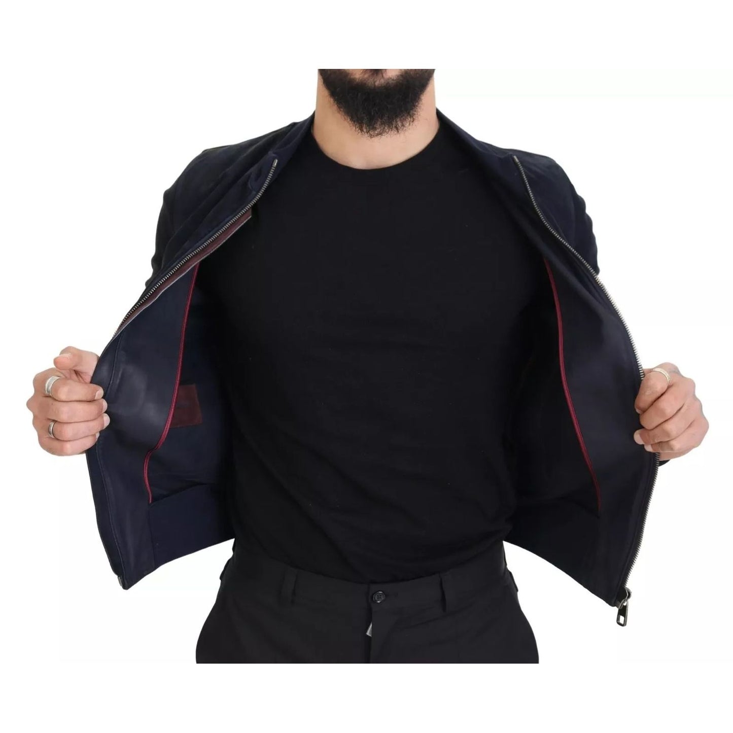 Dolce & Gabbana Dark Blue Suede Lambskin Blouson Jacket