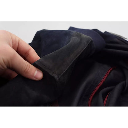 Dolce & Gabbana Dark Blue Suede Lambskin Blouson Jacket