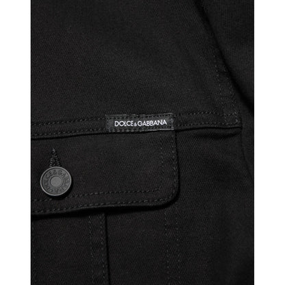 Dolce & Gabbana Black Cotton Denim Stretch Giubbotto Jacket