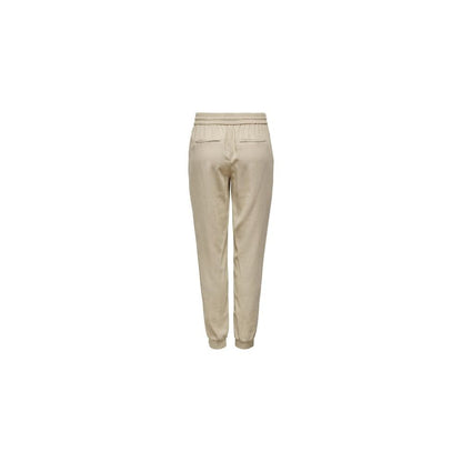 Only Beige Viscose Casual Pants