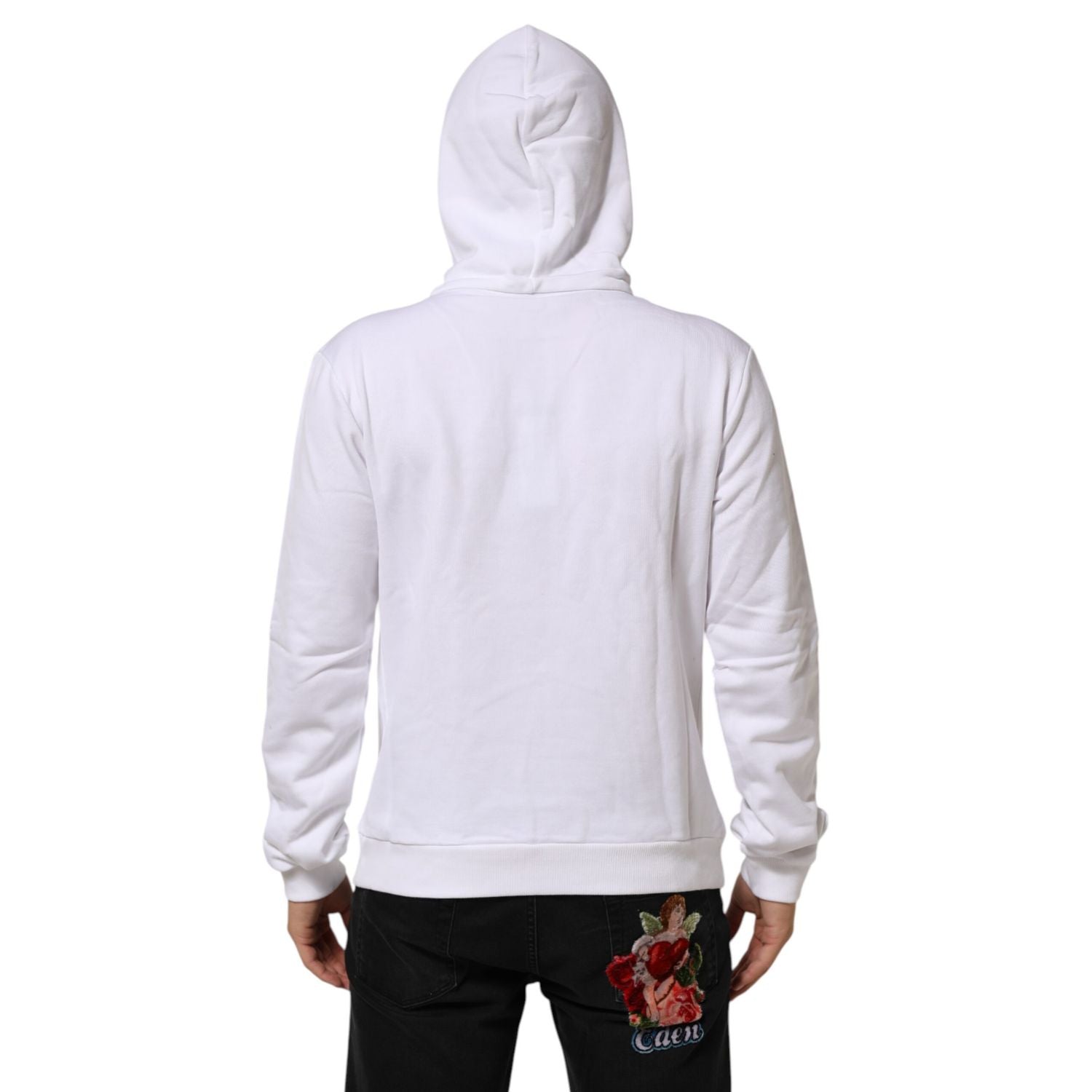 Dolce & Gabbana White Sacred Heart Hooded Sweatshirt Sweater
