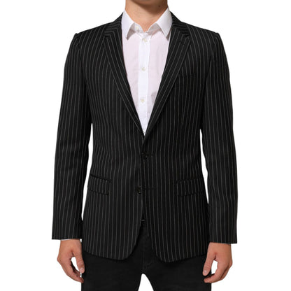 Dolce & Gabbana Dark Gray Stripes MARTINI 1 Button Suit Blazer