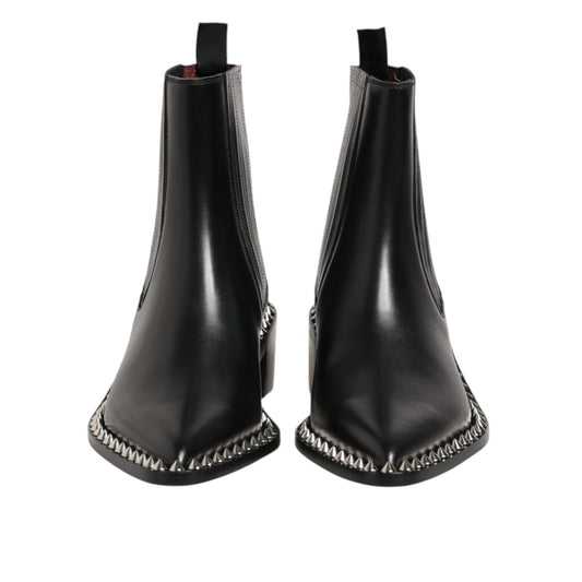 Dolce & Gabbana Black Studded Chelsea Short Ankle Boots Shoes