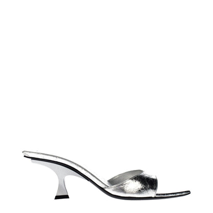 The Attico Gray Leather Flat Sandals