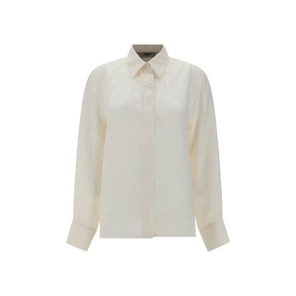 Fendi White Silk Pattern Shirt 1728,72470364320,Clothing,Fendi,IT38 | S,IT40 | M,New with tags,Pattern - Shirts - Clothing,Shirts - Clothing,White,Women
