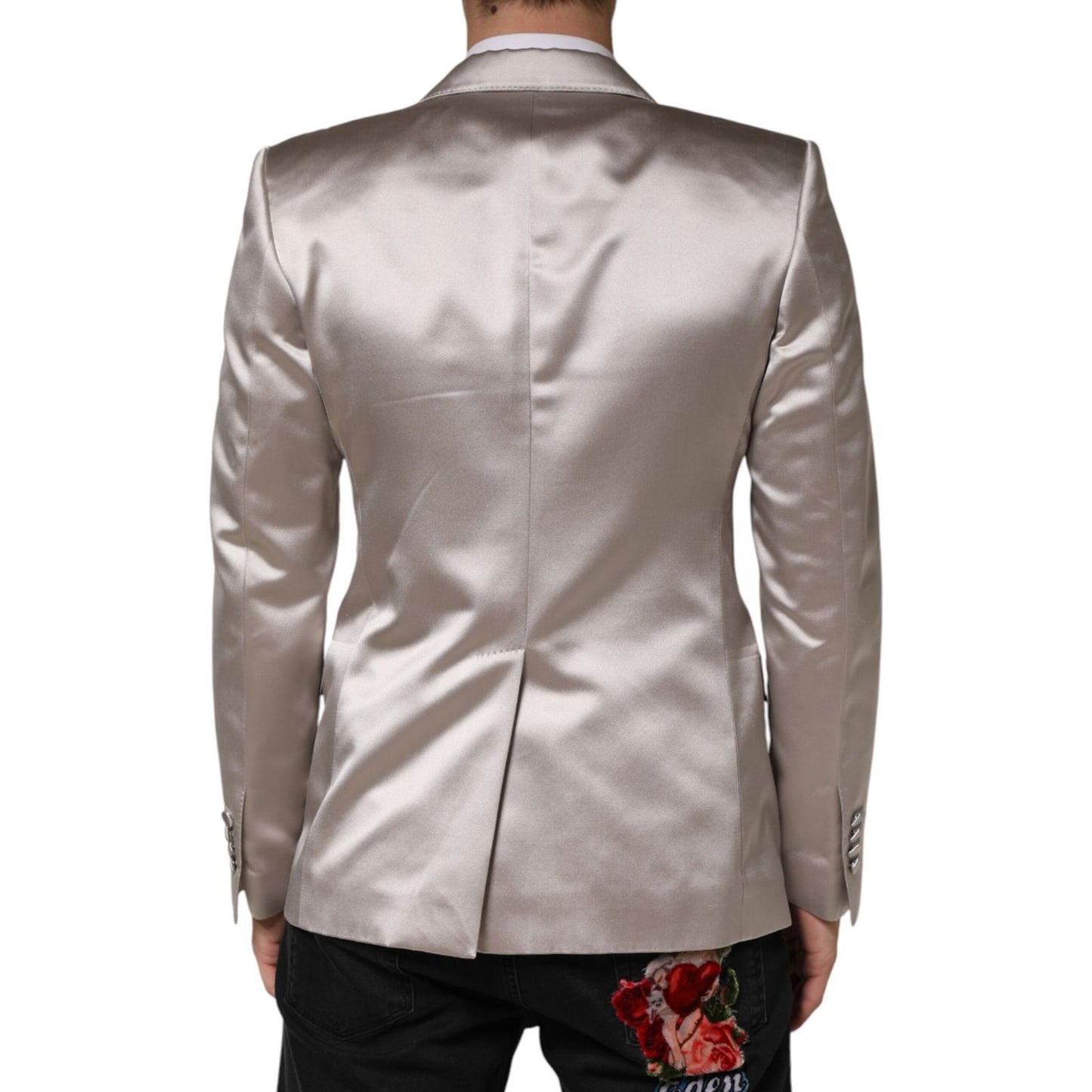 Dolce & Gabbana Silver SICILIA Single Breasted Jacket Blazer