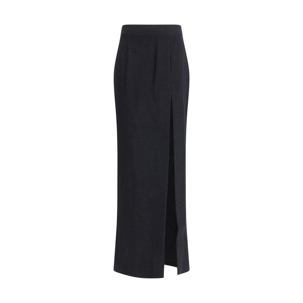 Alessandra Rich Black Fleece Wool Long Skirt Alessandra Rich