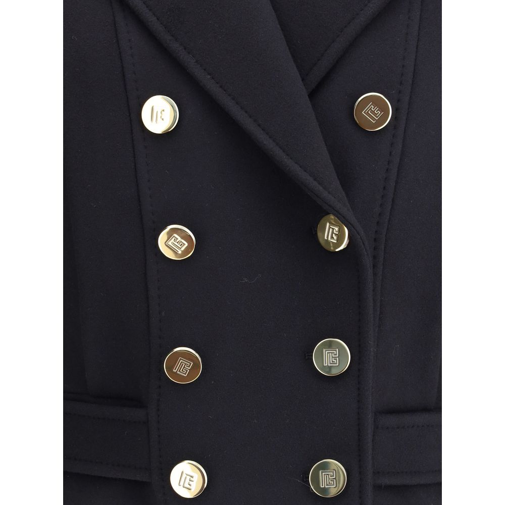 Balmain Black Wool Coat