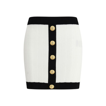 Balmain White Viscose Mini Skirt Balmain