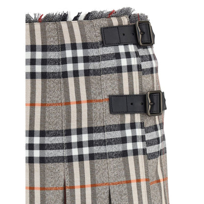Burberry Gray Wool Mini Skirt Burberry