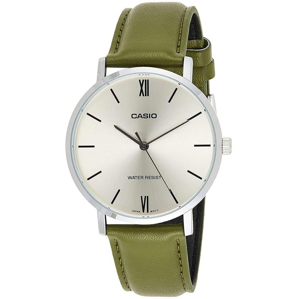 CASIO COLLECTION Mod. MINIMAL, LEATHER - ARGENTEE