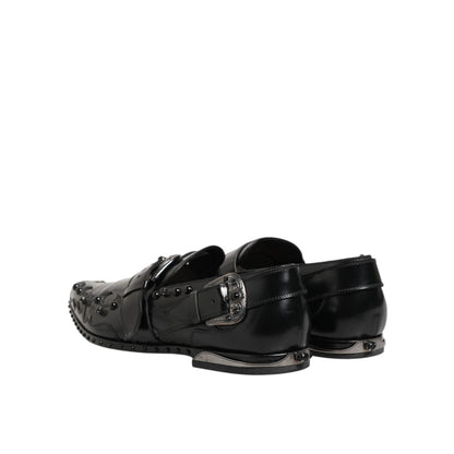 Dolce & Gabbana Black Embellished Dress Monk Strap Shoes
