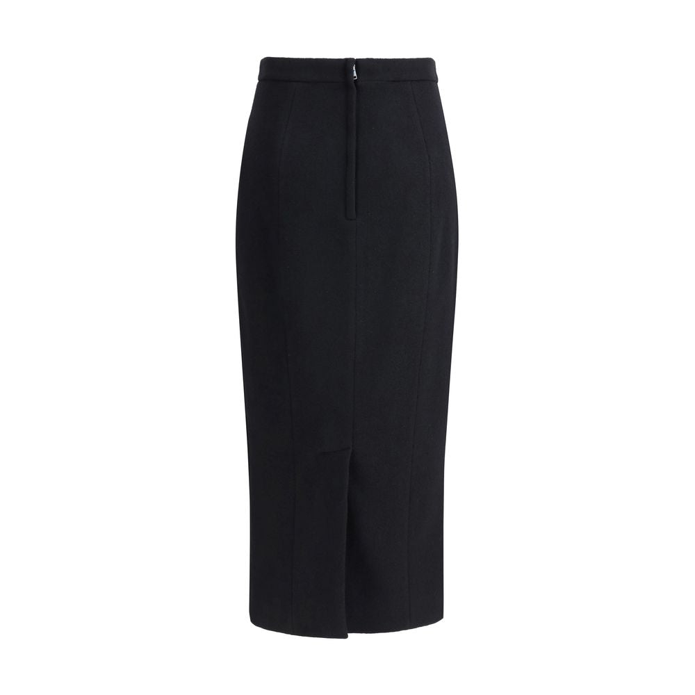 Dolce & Gabbana Black Fleece Wool Long Skirt Dolce & Gabbana