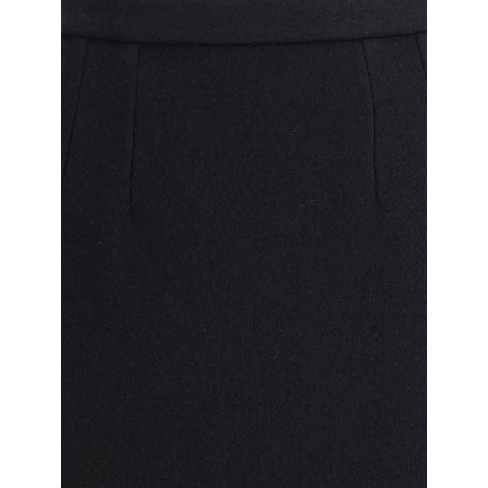 Dolce & Gabbana Black Fleece Wool Long Skirt Dolce & Gabbana