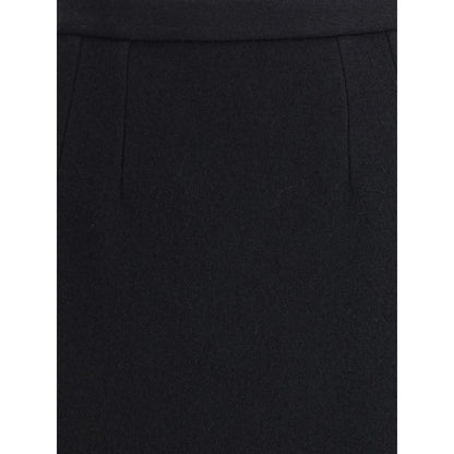 Dolce & Gabbana Black Fleece Wool Long Skirt Dolce & Gabbana
