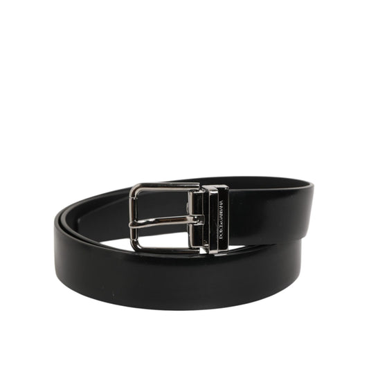 Dolce & Gabbana Black Leather Classic Metal Buckle Men Belt Dolce & Gabbana