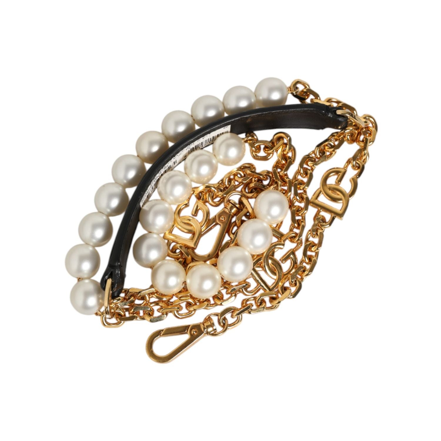 Dolce & Gabbana Black Leather Gold Chain Bag Accessory Shoulder Strap