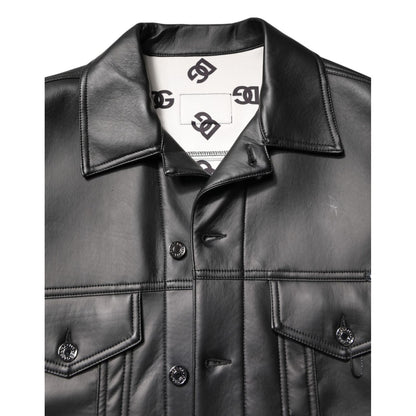 Dolce & Gabbana Black Polyester Button Down Biker Jacket