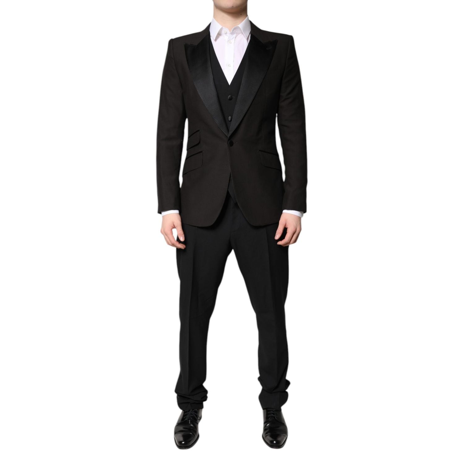 Dolce & Gabbana Black Single Breasted Formal 3 Piece Suit