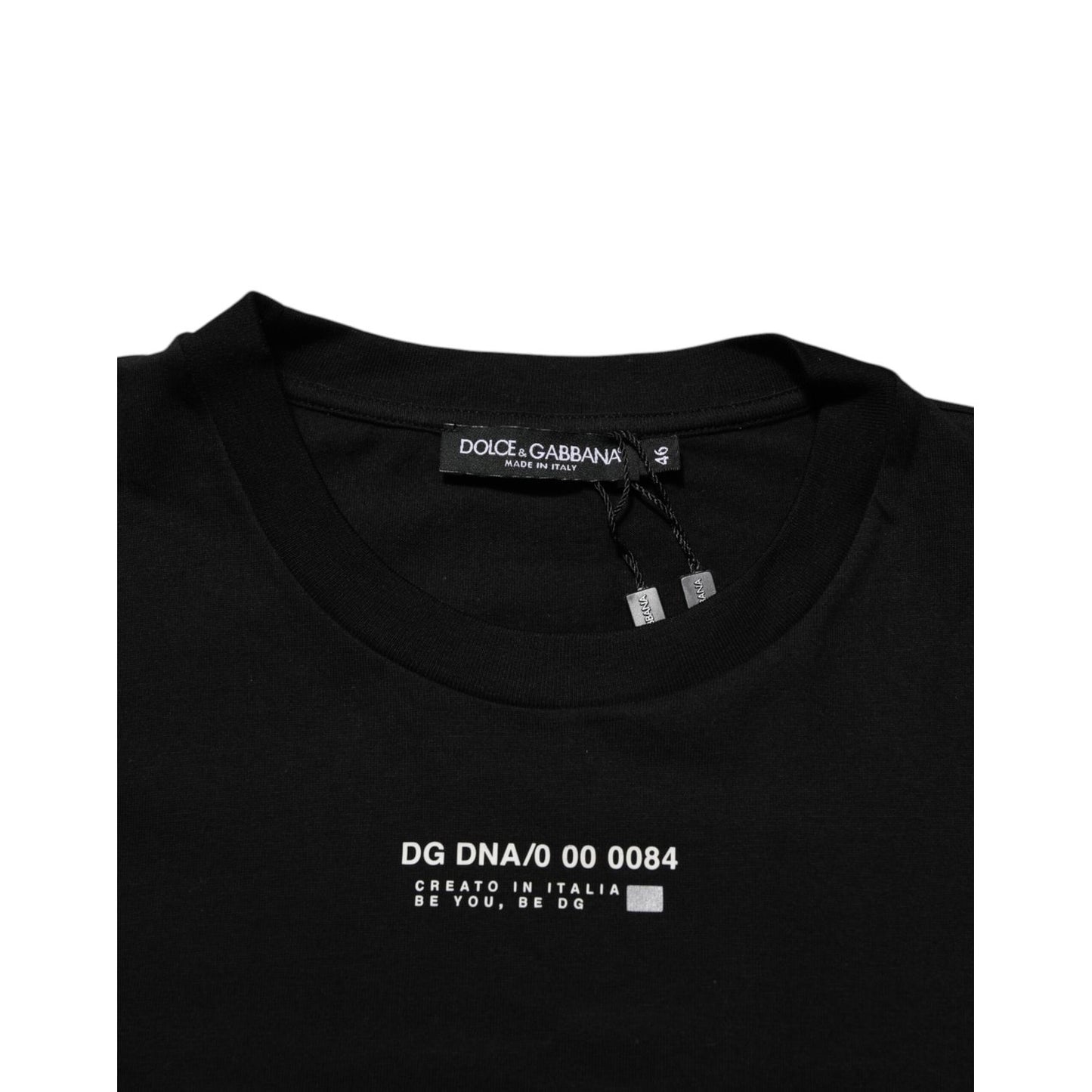 Dolce & Gabbana Black Statement Cotton Men Crew Neck T-shirt