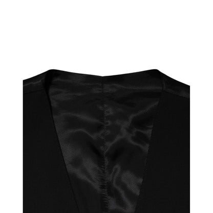 Dolce & Gabbana Black Wool Dress Formal Men Waistcoat Vest