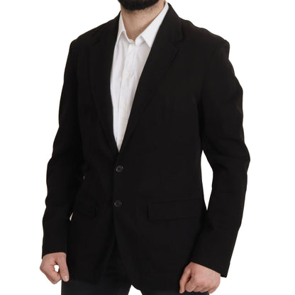 Dolce & Gabbana Black Wool Single Breasted Coat Blazer