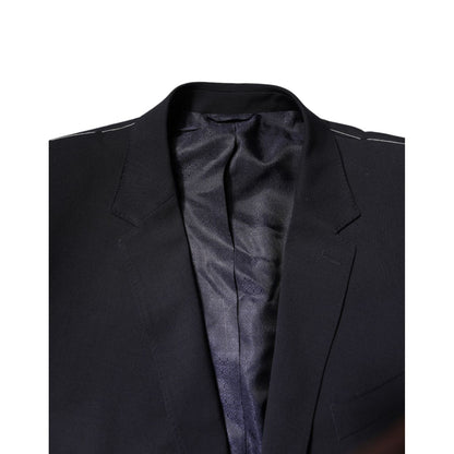 Dolce & Gabbana Dark Blue Wool Single Breasted Coat Blazer