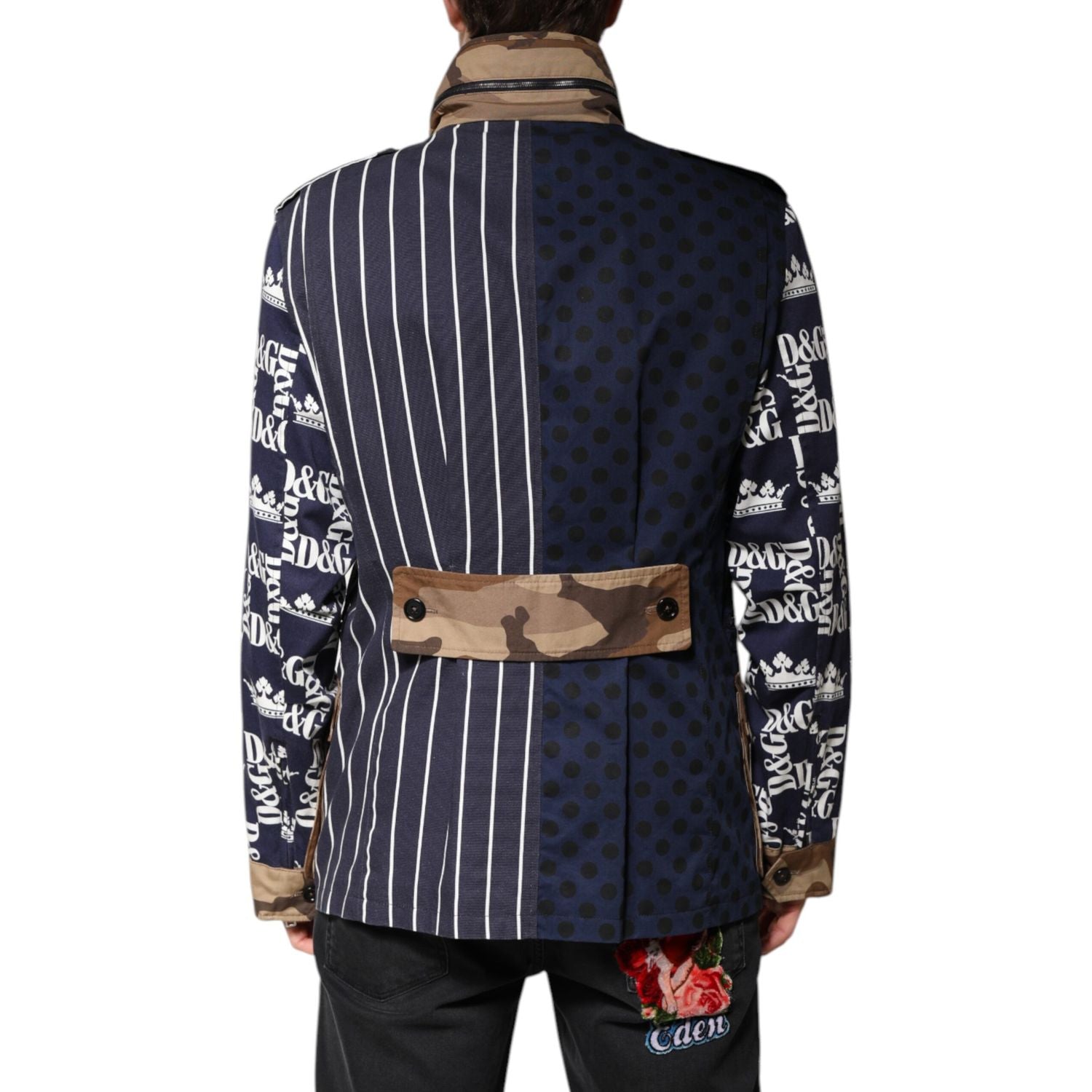 Dolce & Gabbana Multicolor Cotton Logo Patchwork Coat Jacket