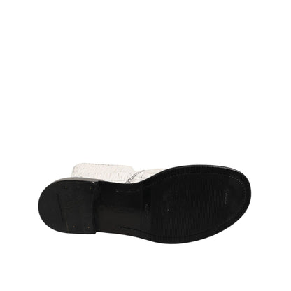 Dolce & Gabbana White Lambskin Leather Mid Calf Boots Shoes