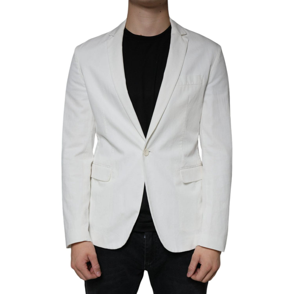 Dondup White Single Breasted One Button Dress Formal Blazer JKT41234-50