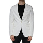 Dondup White Single Breasted One Button Dress Formal Blazer JKT41234-50
