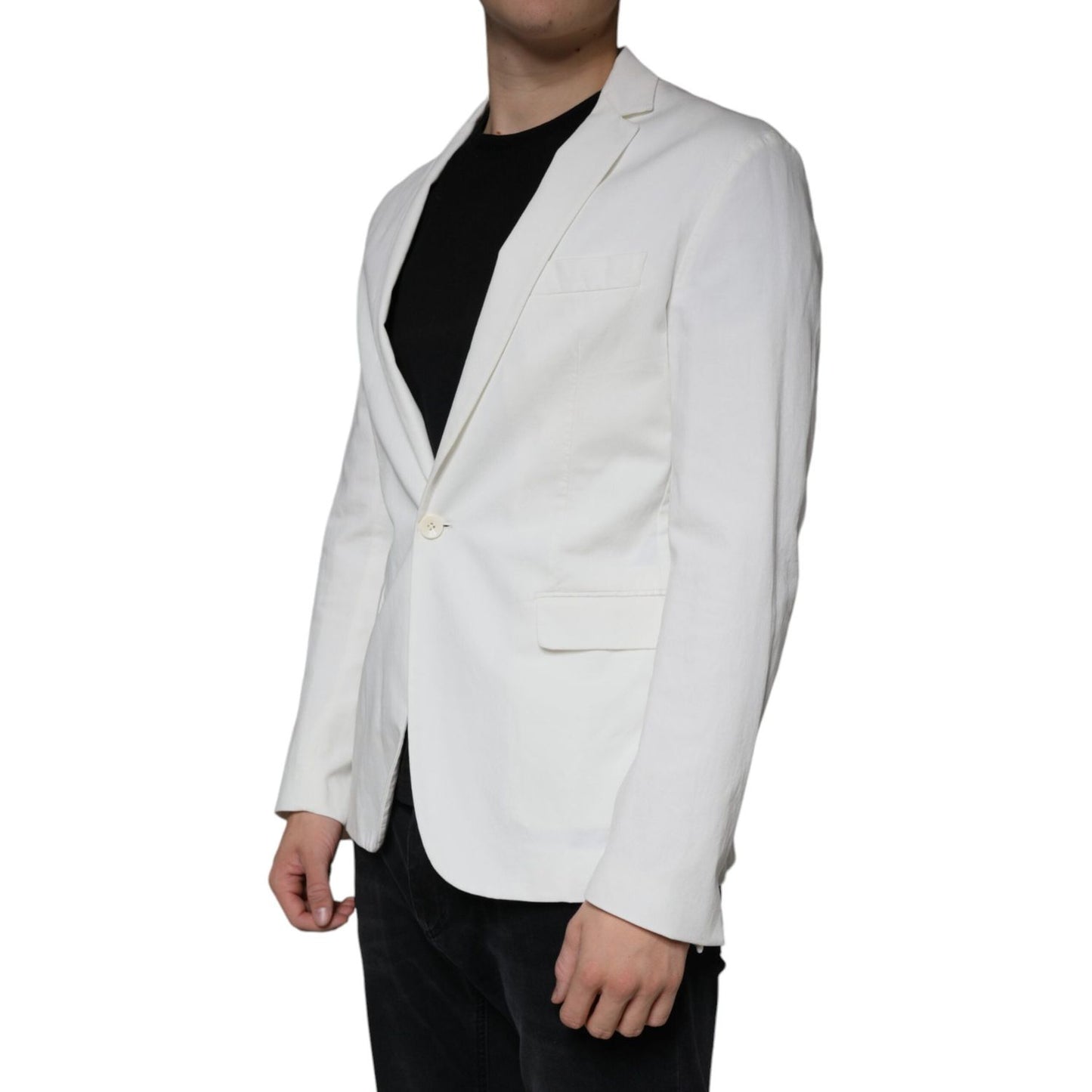 Dondup White Single Breasted One Button Dress Formal Blazer JKT41234-50