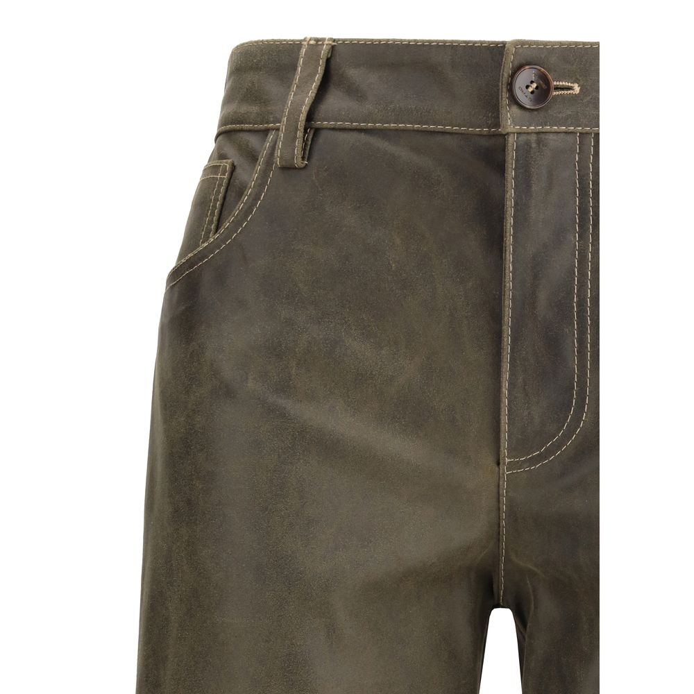 Etro Brown Leather Pants