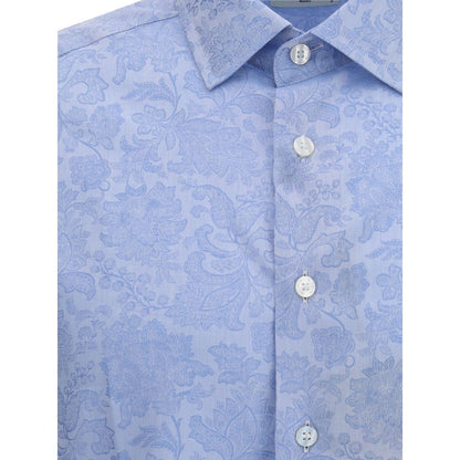 Etro Light Blue Cotton Pattern Shirt