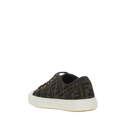 Fendi Brown Polyamide Low Top Sneakers