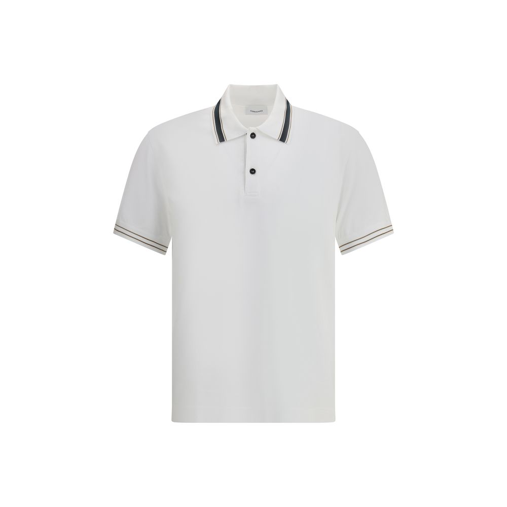 Ferragamo White Cotton Polo Shirt