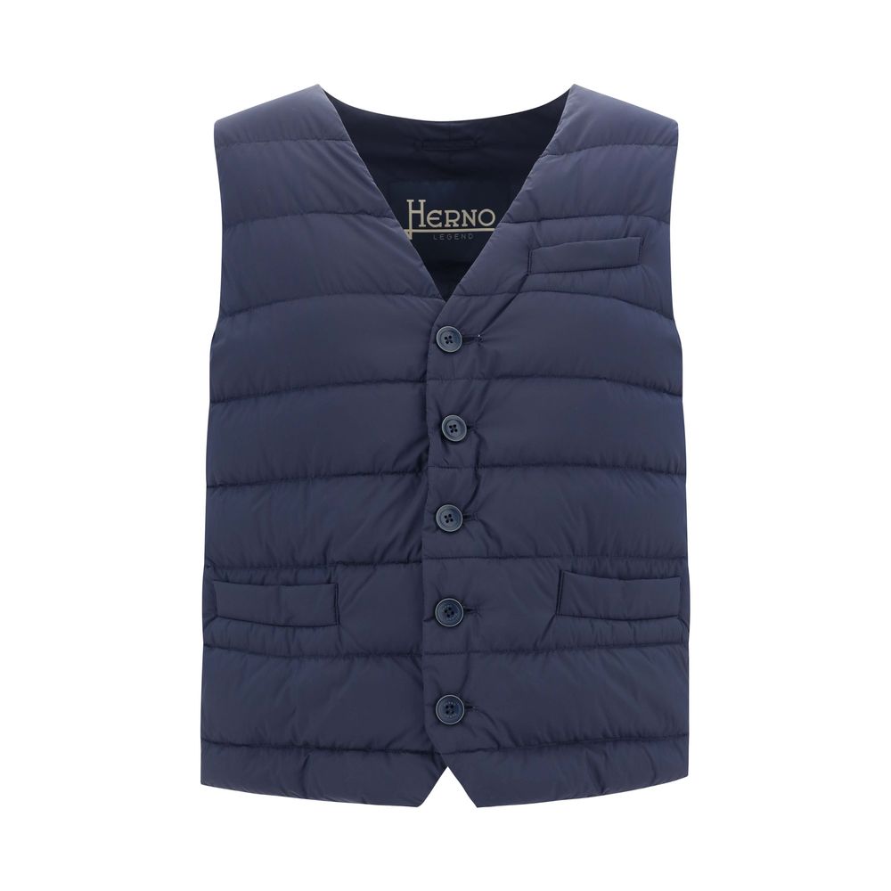 Herno Blue Polyamide Sleveless Jacket