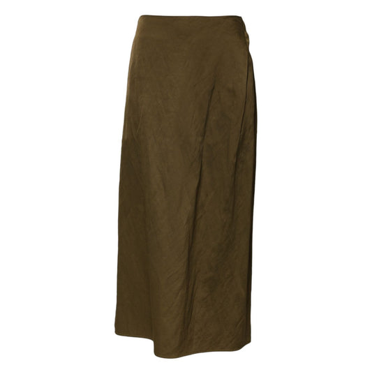 Jil Sander Olive Green Viscose A-line High Waist Midi Skirt Jil Sander