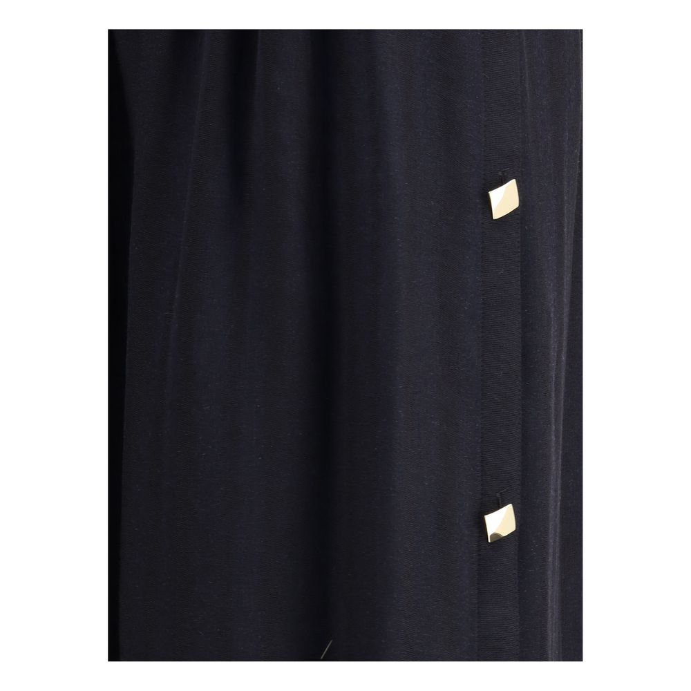Kristina Ti Black Fleece Wool Long Skirt Kristina Ti