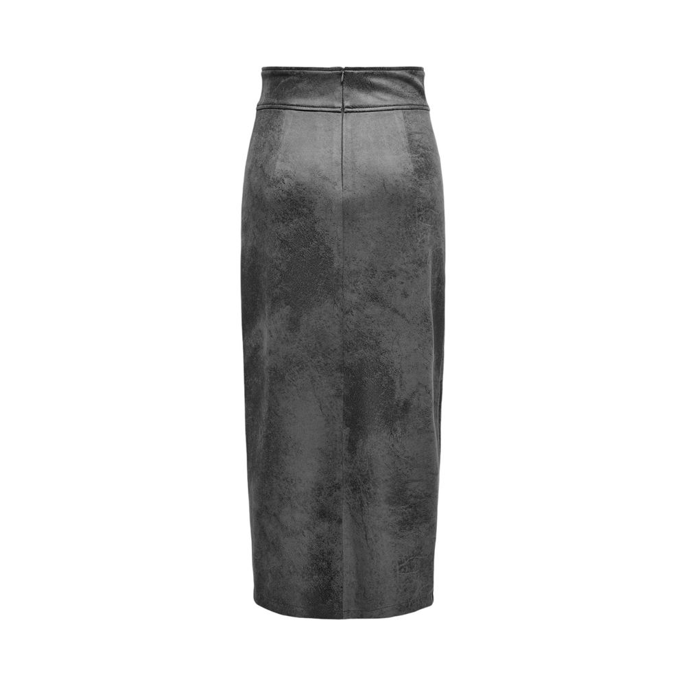 Only Gray Artificial Leather Long Skirt Only